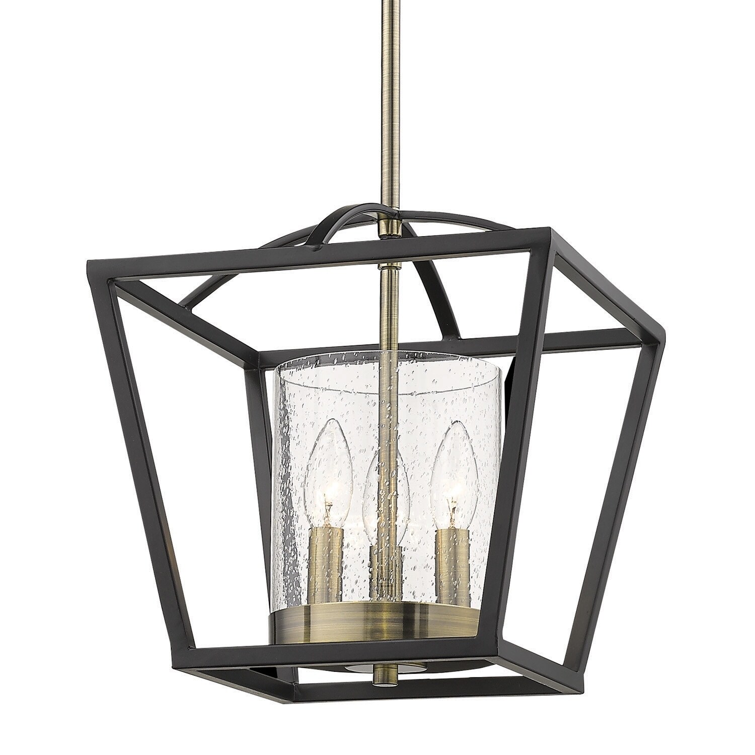 Mercer Mini Chandelier (Convertible) (Matte Black with Aged Brass accents) - Chandeliers For Bedrooms by Overstock.com
