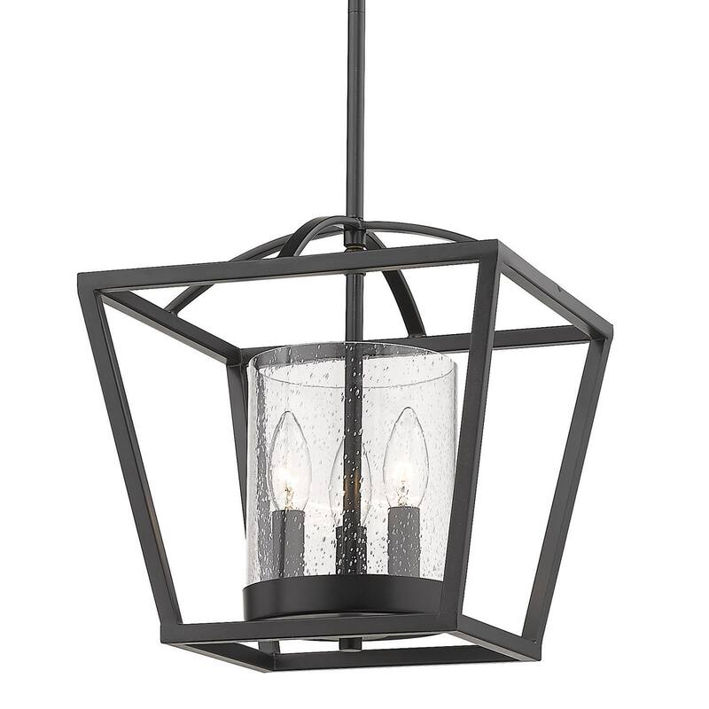 Mercer Mini Chandelier (Convertible) - Matte Black with Black accents