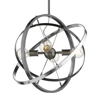 Atom 4 Light Chandelier (Brushed Steel with Brushed Steel and Chrome - Painted) - Chandeliers For Bedrooms by Overstock.com