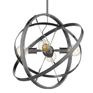 Atom 4 Light Chandelier (Brushed Steel with Brushed Steel and Brushed Steel - Painted) - Chandeliers For Bedrooms by Overstock.com