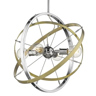 Atom 4 Light Chandelier (Chrome with Aged Brass and Aged Brass - Chrome) - Chandeliers For Bedrooms by Overstock.com