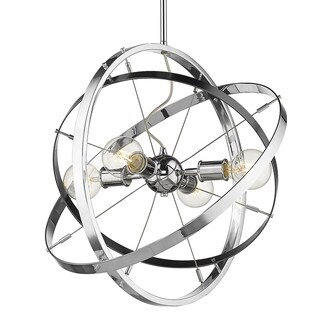 Atom 4 Light Chandelier (Chrome with Brushed Steel and Chrome - Chrome) - Chandeliers For Bedrooms by Overstock.com