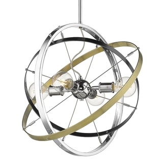 Atom 4 Light Chandelier (Chrome with Brushed Steel and Aged Brass - Chrome) - Chandeliers For Bedrooms by Overstock.com