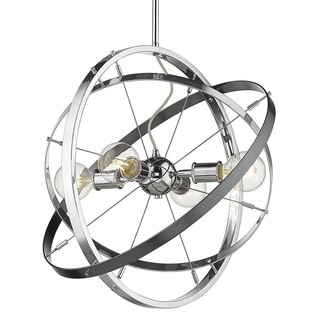 Atom 4 Light Chandelier (Chrome with Chrome and Brushed Steel - Chrome) - Chandeliers For Bedrooms by Overstock.com