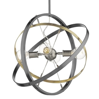 Atom 4 Light Chandelier (Brushed Steel with Aged Brass and Brushed Steel - Painted) - Chandeliers For Bedrooms by Overstock.com
