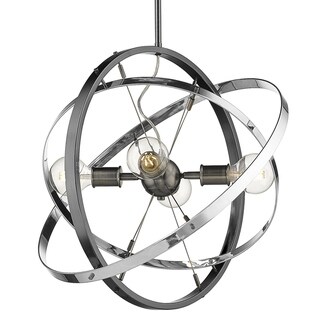 Atom 4 Light Chandelier (Brushed Steel with Chrome and Chrome - Painted) - Chandeliers For Bedrooms by Overstock.com