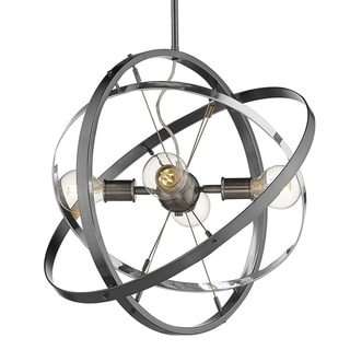 Atom 4 Light Chandelier (Brushed Steel with Chrome and Brushed Steel - Painted) - Chandeliers For Bedrooms by Overstock.com