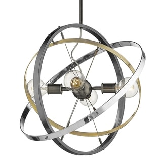Atom 4 Light Chandelier (Brushed Steel with Aged Brass and Chrome - Painted) - Chandeliers For Bedrooms by Overstock.com