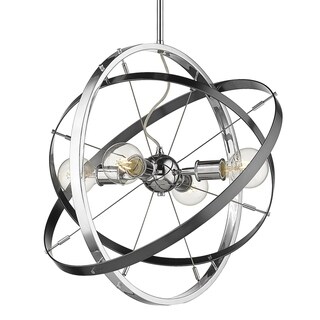 Atom 4 Light Chandelier (Chrome with Brushed Steel and Brushed Steel - Chrome) - Chandeliers For Bedrooms by Overstock.com