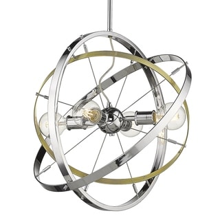 Atom 4 Light Chandelier (Chrome with Aged Brass and Chrome - Chrome) - Chandeliers For Bedrooms by Overstock.com