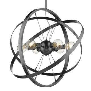 Atom 6 Light Chandelier (Brushed Steel with Brushed Steel and Brushed Steel - Painted) - Chandeliers For Bedrooms by Overstock.com