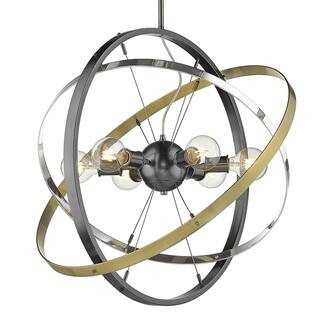 Atom 6 Light Chandelier (Brushed Steel with Chrome and Aged Brass - Painted) - Chandeliers For Bedrooms by Overstock.com