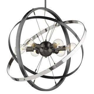 Atom 6 Light Chandelier (Brushed Steel with Brushed Steel and Chrome - Painted) - Chandeliers For Bedrooms by Overstock.com