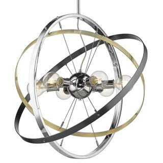 Atom 6 Light Chandelier (Chrome with Aged Brass and Brushed Steel - Chrome) - Chandeliers For Bedrooms by Overstock.com
