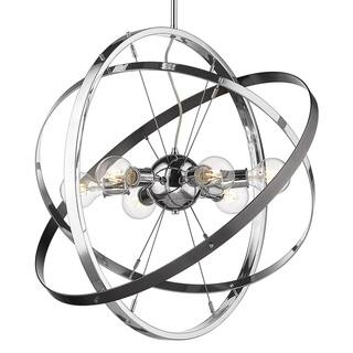 Atom 6 Light Chandelier (Chrome with Chrome and Brushed Steel - Chrome) - Chandeliers For Bedrooms by Overstock.com