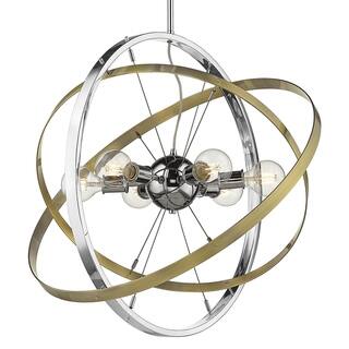 Atom 6 Light Chandelier (Chrome with Aged Brass and Aged Brass - Chrome) - Chandeliers For Bedrooms by Overstock.com