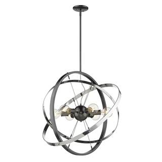 Atom 6 Light Chandelier (Brushed Steel with Chrome and Chrome - Painted) - Chandeliers For Bedrooms by Overstock.com