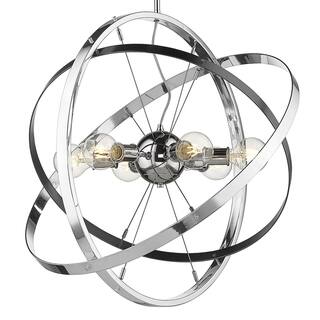 Atom 6 Light Chandelier (Chrome with Brushed Steel and Chrome - Chrome) - Chandeliers For Bedrooms by Overstock.com