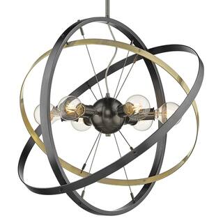 Atom 6 Light Chandelier (Brushed Steel with Aged Brass and Brushed Steel - Painted) - Chandeliers For Bedrooms by Overstock.com