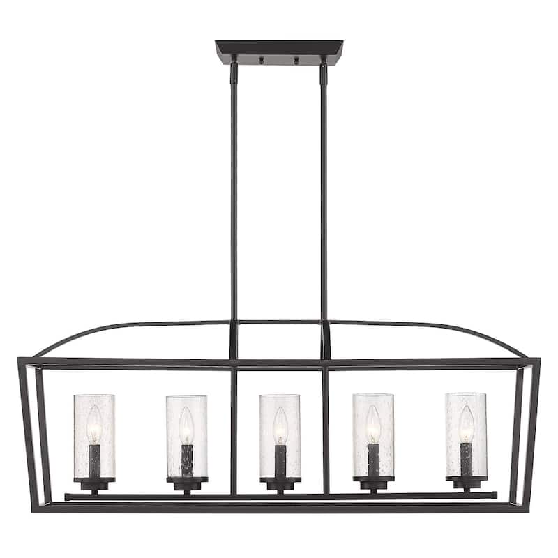 Mercer 5 Light Linear Pendant - Matte Black with Black cage