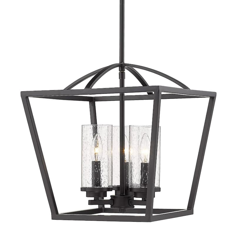 Mercer 3 Light Pendant - Matte Black with Black accents