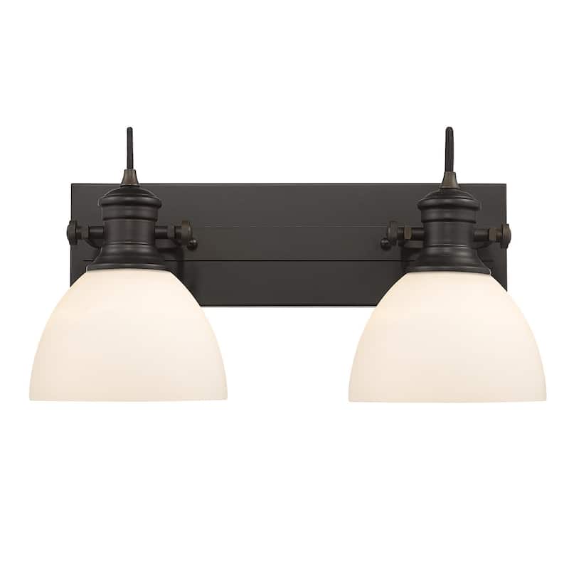 Hines 2 Light Bath Vanity - Rubbed Bronze with Opal shade