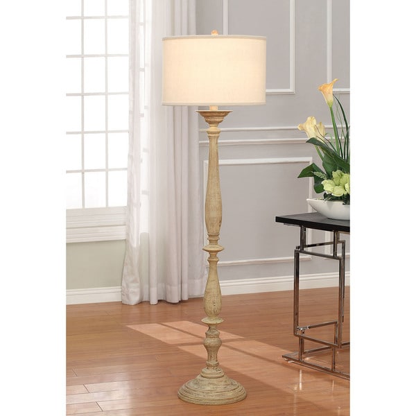 cream spindle floor lamp