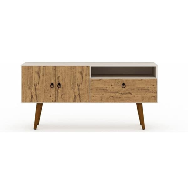 Manhattan Comfort Ladnivaara Solid Wood Leg Media Console Cabinet - Bed ...