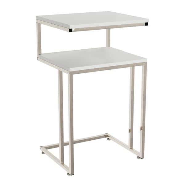 Shop Two Tier Table C Shaped Side Table With Two Shelves By