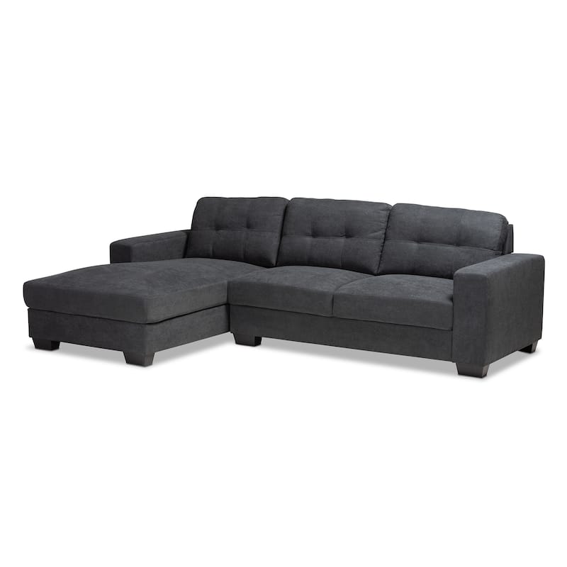 Langley Modern Upholstered Sofa - Dark Grey - Left Facing