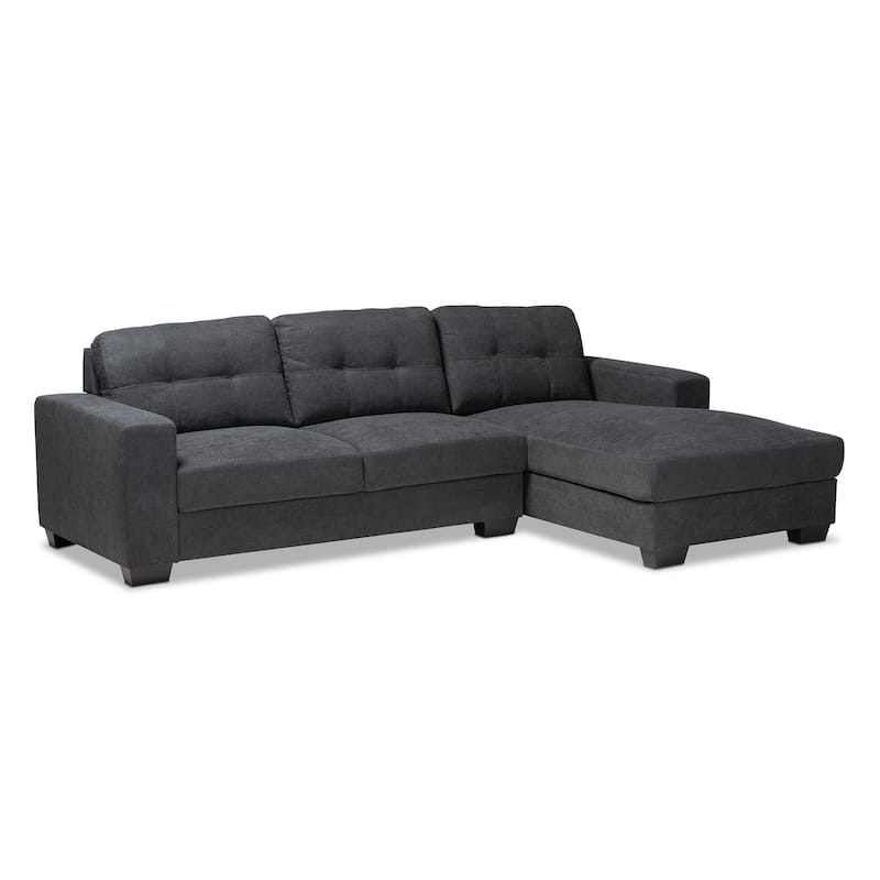 Langley Modern Upholstered Sofa - Dark Grey - Right Facing
