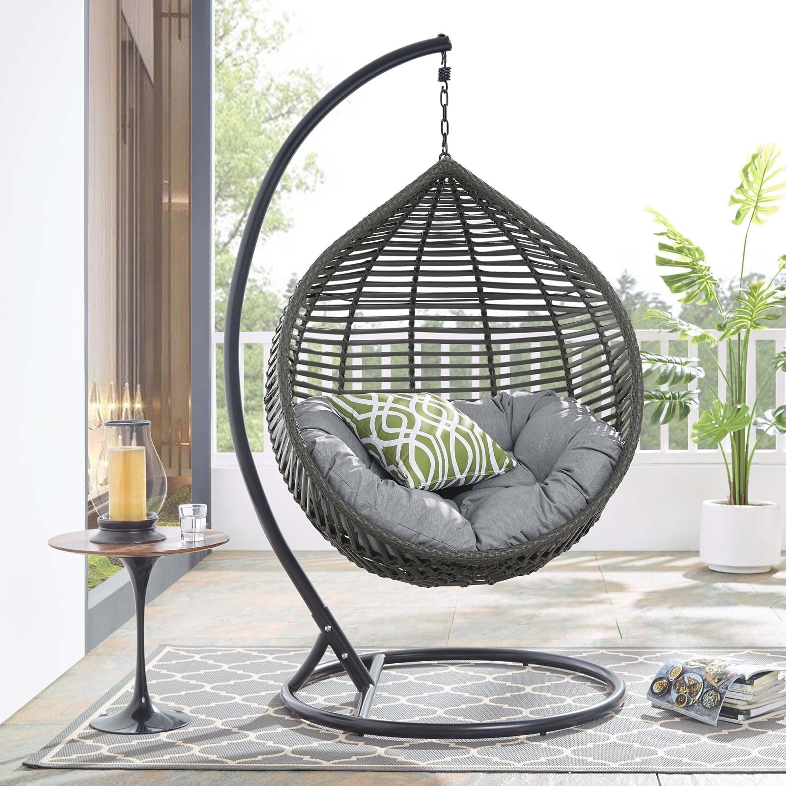Egg Chair Outdoor Basket Chairs - 2 PC Wicker Patio Egg Chairs Set with 1  Chair and 1 Ottoman Rattan Teardrop Cuddle Cocoon Chair for Indoor Bedroom