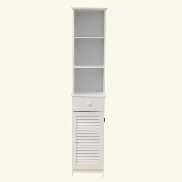 Shutter Door Bathroom 64 2in H Tall Cabinet In White Bathroom 64 2in H Tall Cabinet In White
