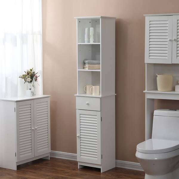 Shop Shutter Door Bathroom 64 2in H Tall Cabinet In White On