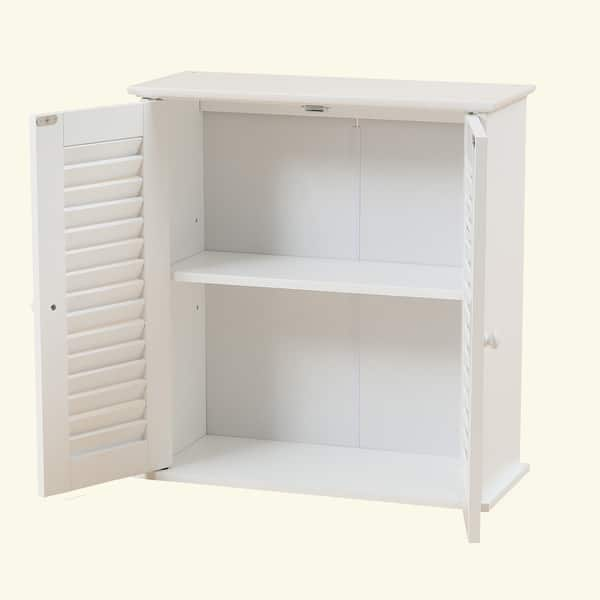 Shop Shutter Door Bathroom Wall Cabinet In White Free Shipping