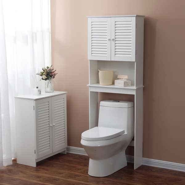 Shop Shutter Door Bathroom Over The Toilet Cabinet In White On