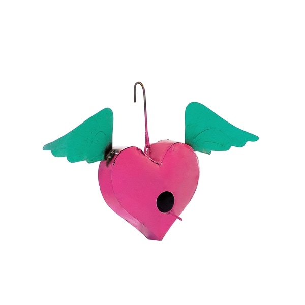 Pink & Blue Hanging Heart Bird