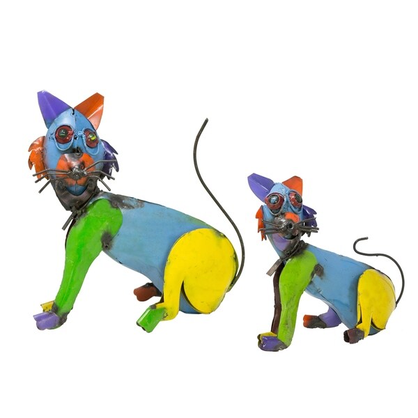 Blue & Green Sitting Cat Garden Decor