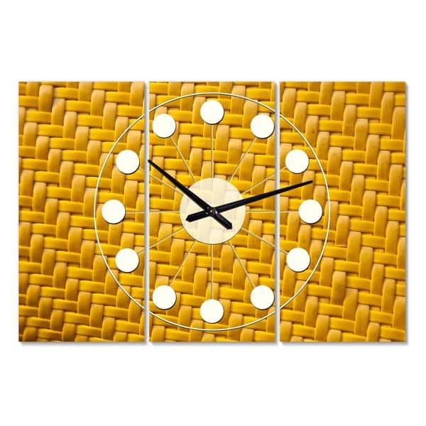 Designart Sedge Texture Background Oversized Mid Century Wall Clock 3 Panels 36 In Wide X 28 In High 3 Panels On Sale Overstock 28735989