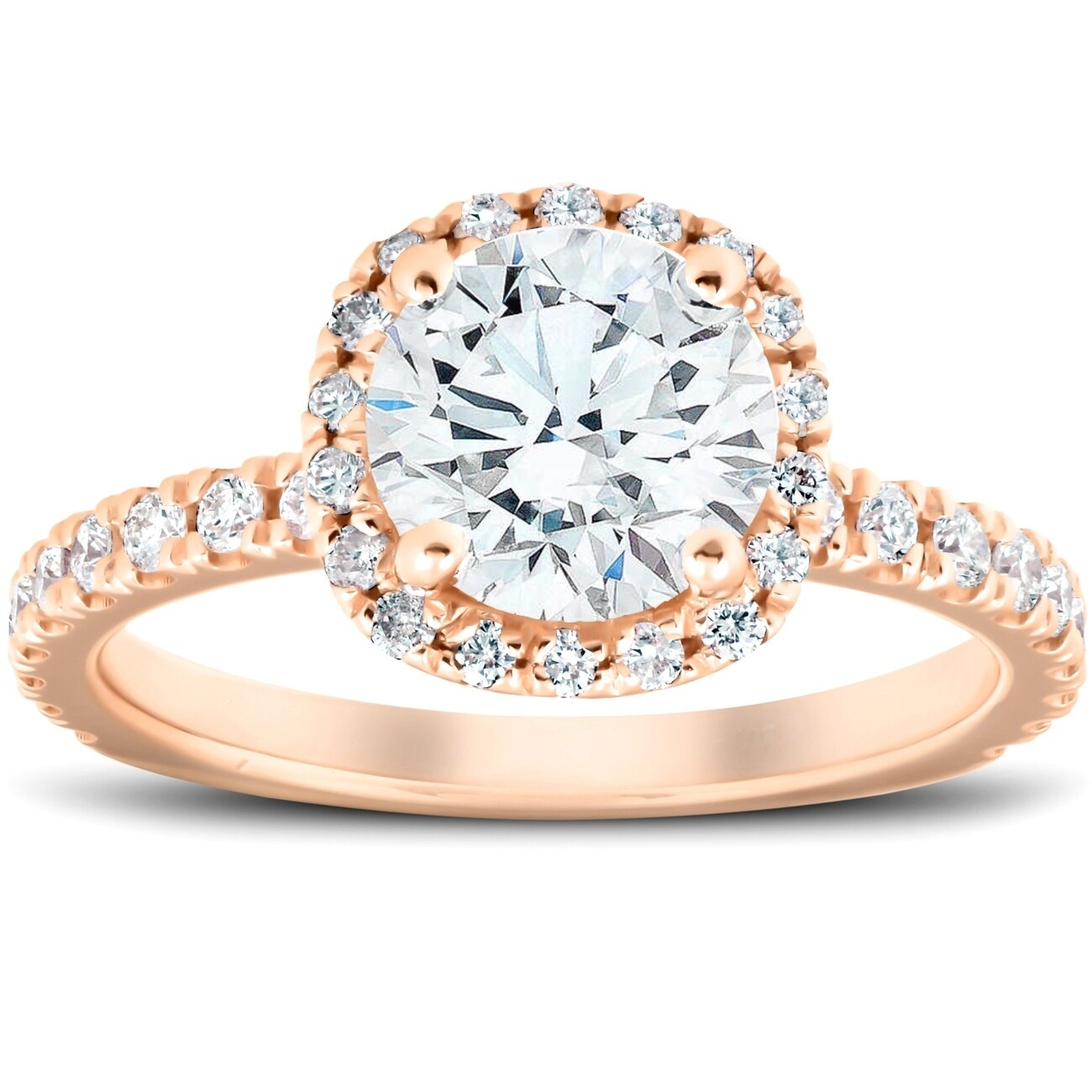 Shop 2 Ct Moissanite Diamond Cushion Halo Engagement Ring 14k