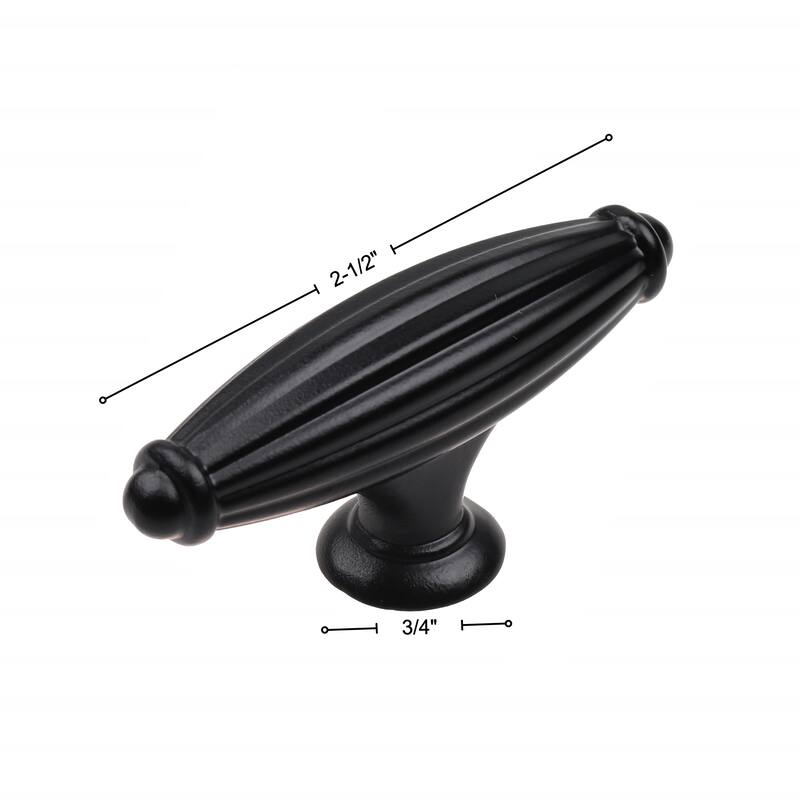 GlideRite 25-Pack 2-1/2-inch Fluted T-Knob Matte Black