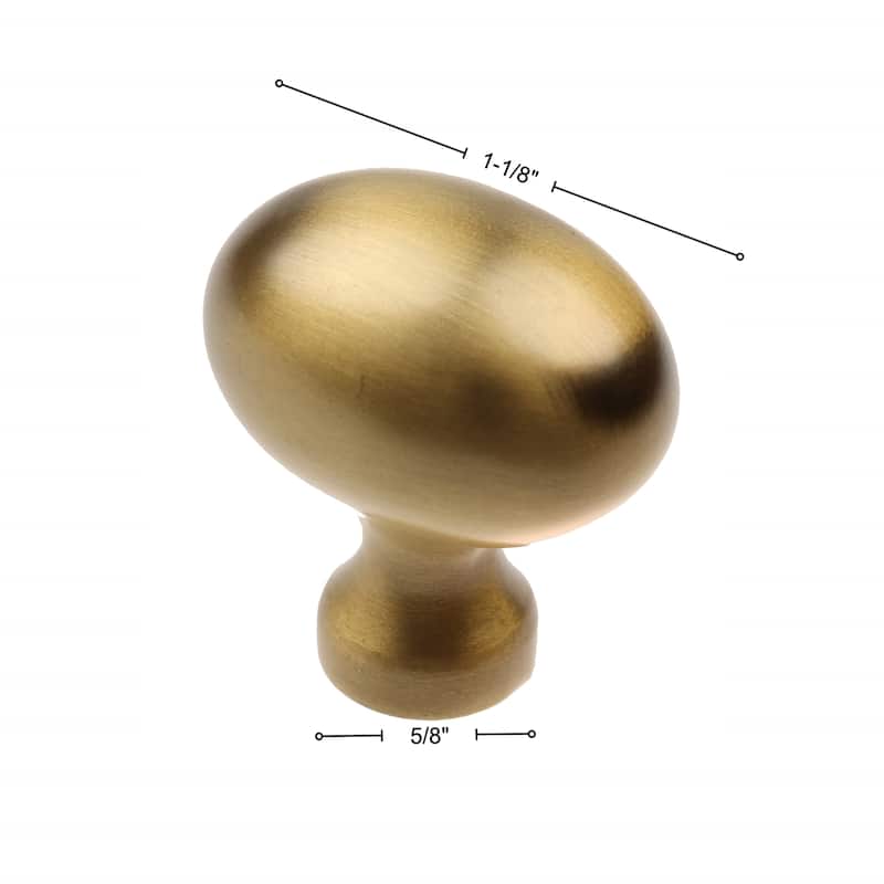 GlideRite 10-Pack 1-1/8-inch Oval Cabinet Knob Satin Gold