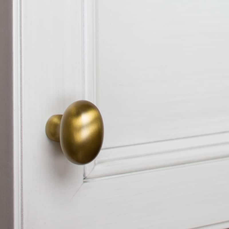 GlideRite 10-Pack 1-1/8-inch Oval Cabinet Knob Satin Gold