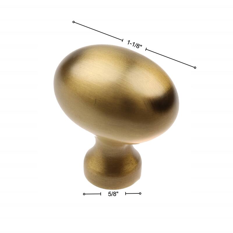 GlideRite 5-Pack 1-1/8-inch Oval Cabinet Knob Satin Gold
