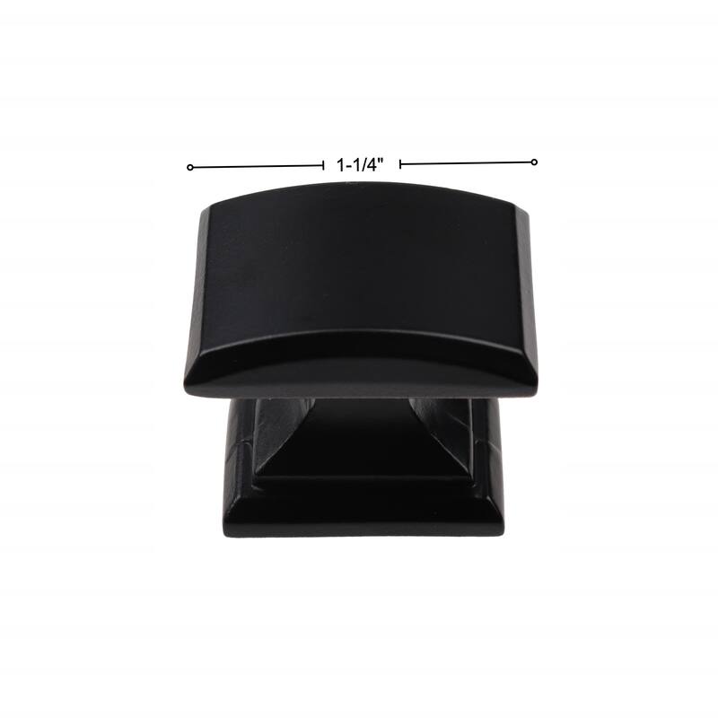 GlideRite 5-Pack 1-1/4-inch Domed Square Cabinet Knob Matte Black