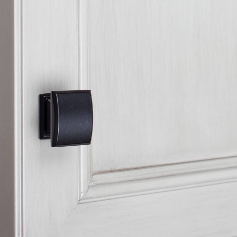 GlideRite 5-Pack 1-1/4-inch Domed Square Cabinet Knob Matte Black