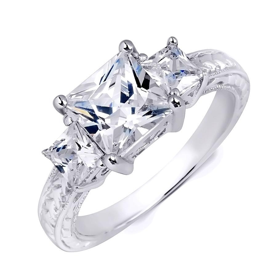 MayaMila Sterling Silver Antique Style 2.5 CT Princess Cut Bridal Wedding Ring