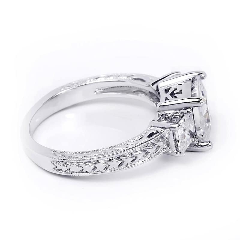 Sterling Silver Antique Style 2.5 CT Princess Cut Bridal Wedding Ring