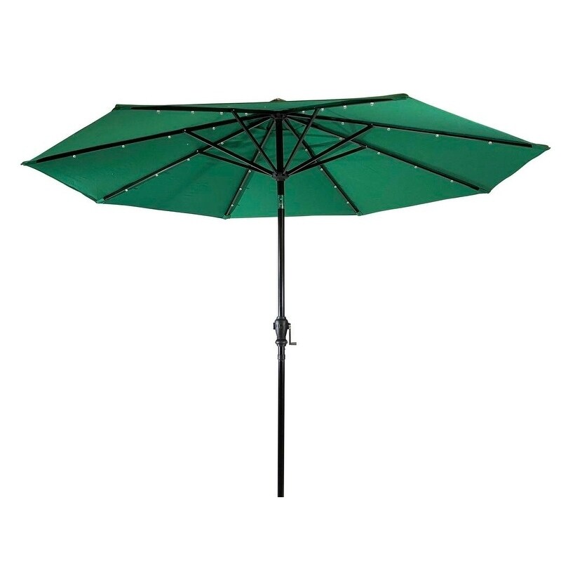 Shop Black Friday Deals On Sun Ray 9 Round Solar Lighted Umbrella W Olefin Canopy Aluminum Overstock 28736782