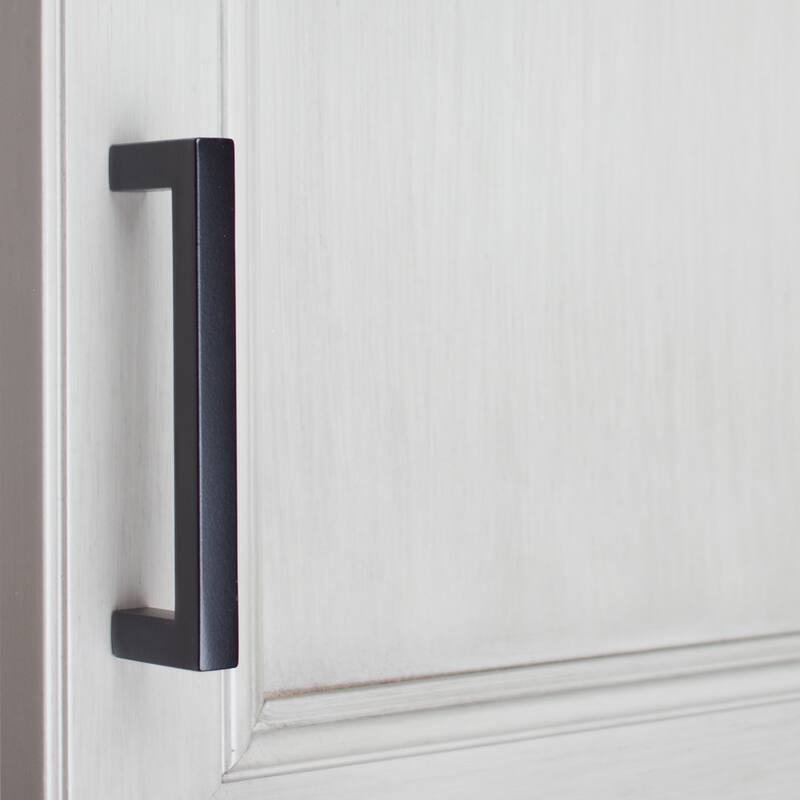 GlideRite 5-Pack 3-3/4 in. CC Matte Black Square Cabinet Bar Pulls - Matte Black